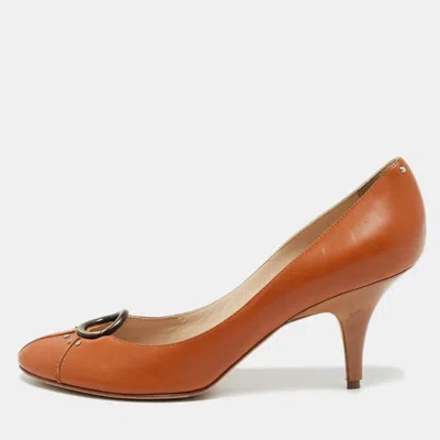 Pre-owned Giuseppe Zanotti Lucrezia Size 40 Brown Leather Round Pumps