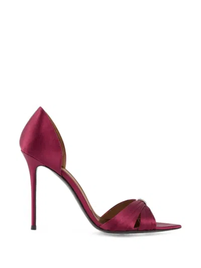 Giuseppe Zanotti Silk Satin Crossover Heels In Burgundy