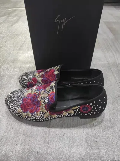Giuseppe Zanotti Luofu Shoes With Diamond Floral Pattern In Black