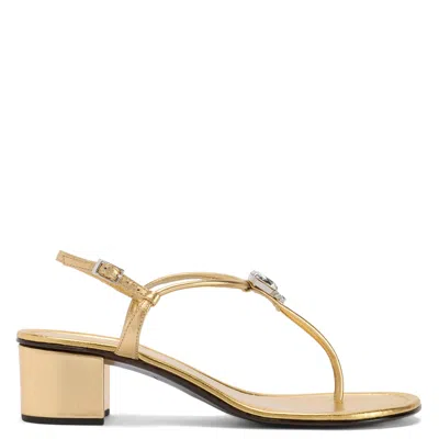 Giuseppe Zanotti Maeeve Rhinestone Strap Thong Sandals In Gold