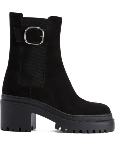 Giuseppe Zanotti Platform Suede Chelsea Boots In Black