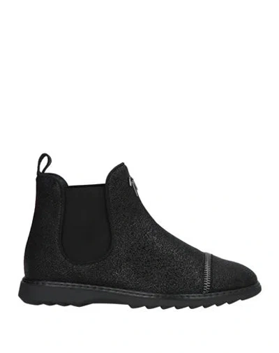 Giuseppe Zanotti Man Ankle Boots Black Size 8 Soft Leather, Textile Fibers