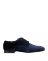 Giuseppe Zanotti Man Lace-up Shoes Navy Blue Size 13 Textile Fibers In Navy Blue