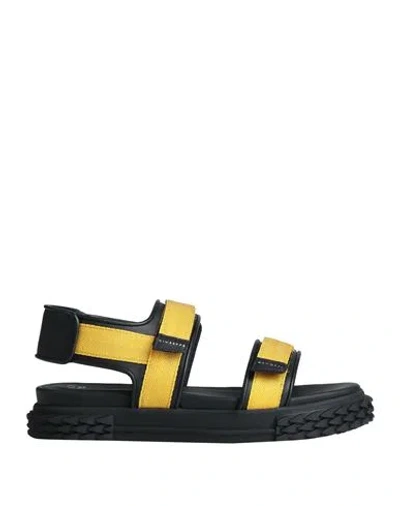 Giuseppe Zanotti Man Sandals Yellow Size 7 Textile Fibers, Soft Leather