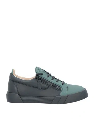 Giuseppe Zanotti Man Sneakers Dark Green Size 9 Soft Leather