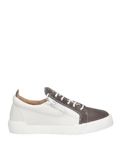 Giuseppe Zanotti Man Sneakers Lead Size 7 Soft Leather In Grey