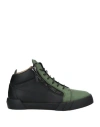 Giuseppe Zanotti Man Sneakers Military Green Size 14 Soft Leather In Green