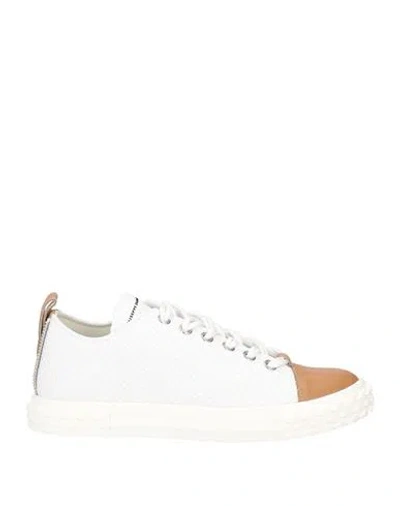 Giuseppe Zanotti Man Sneakers White Size 9 Soft Leather, Textile Fibers
