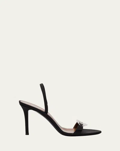 Giuseppe Zanotti Marielena Silk Crystal-buckle Slingback Sandals In Nero