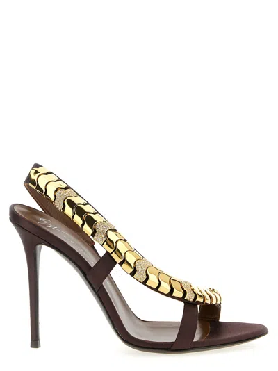 Giuseppe Zanotti Maroon Open Toe Heels In Burgundy