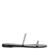 Giuseppe Zanotti Embellished Leather Toe-loop Flat Sandals In Black