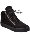 Giuseppe Zanotti May London Suede & Shearling Sneaker In Black
