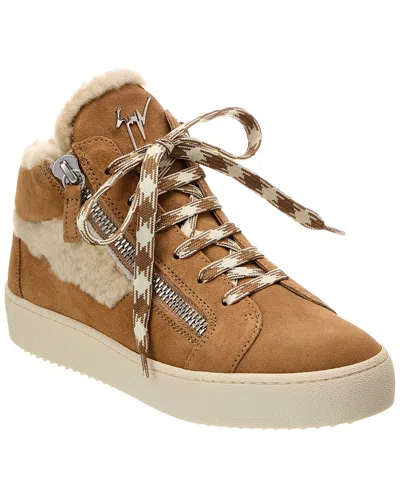 Giuseppe Zanotti Kriss Ice Velour Sneakers In Brown