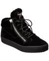 Giuseppe Zanotti May London Suede & Shearling Sneaker In Black