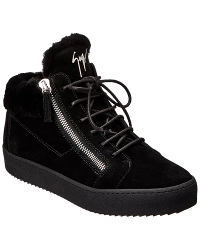 Giuseppe Zanotti May Suede & Shearling Sneaker In Black