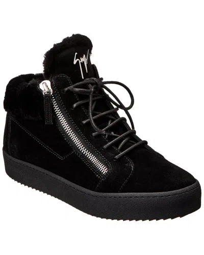 Giuseppe Zanotti May London Suede & Shearling Sneaker In Black
