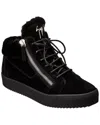 Giuseppe Zanotti May London Suede & Shearling Sneaker In Black