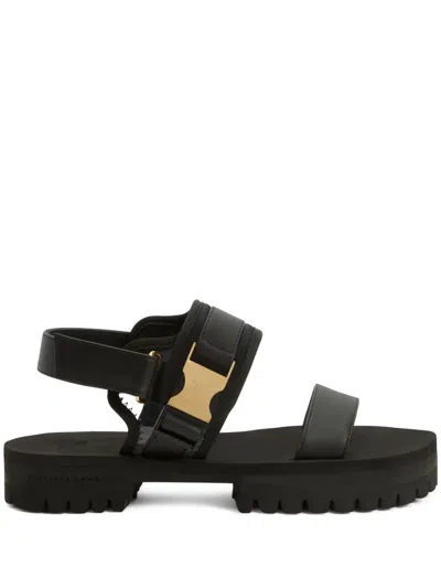 Giuseppe Zanotti Mederic Logo-buckle Leather Sandals In Black