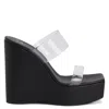 Giuseppe Zanotti Meissa Plexi 130mm Wedge Mules In Black