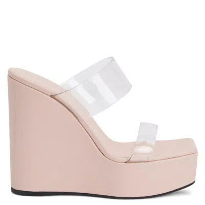 Giuseppe Zanotti Clear Two-band Wedge Platform Sandals In Pink