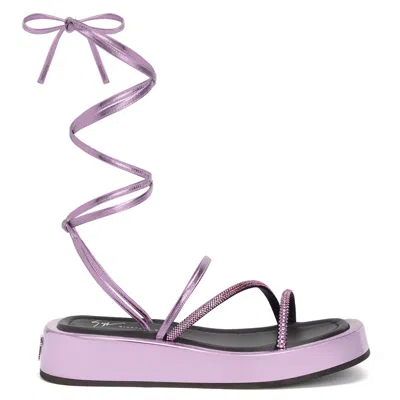 Giuseppe Zanotti Lace-up Metallic Sandals In Purple