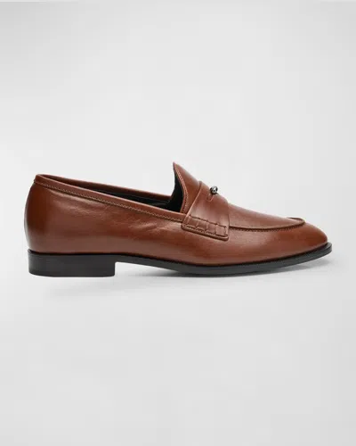 Giuseppe Zanotti Archiel Penny-slot Leather Loafers In Noisette