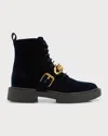 Giuseppe Zanotti Adric Velvet Ankle Boots In Navy