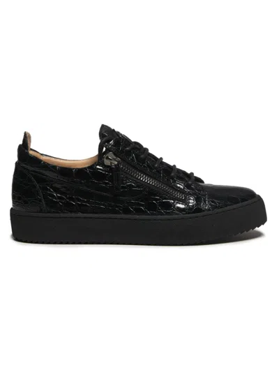 Giuseppe Zanotti Men's Embossed-leather Sneakers In Black