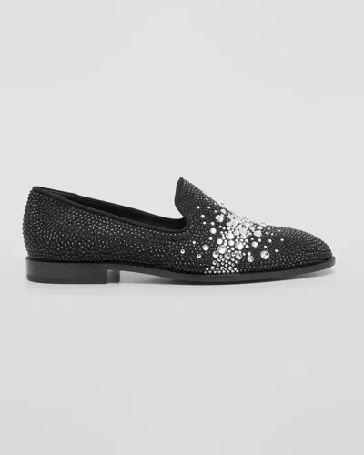 Giuseppe Zanotti Men's Flavio 20 Swarovski Crystal Loafers In Garnet