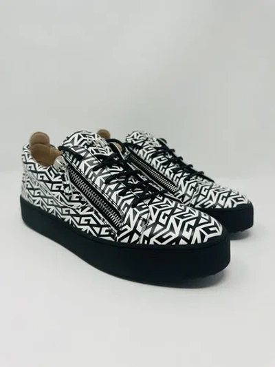 Pre-owned Giuseppe Zanotti Men's Frankie Monogram Low Top Sneaker Black/white 9 Us / 42eu