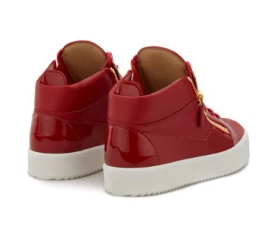 Pre-owned Giuseppe Zanotti Men's  Red Leather Double Zip Sneakers Shoes Size 43 Us 10