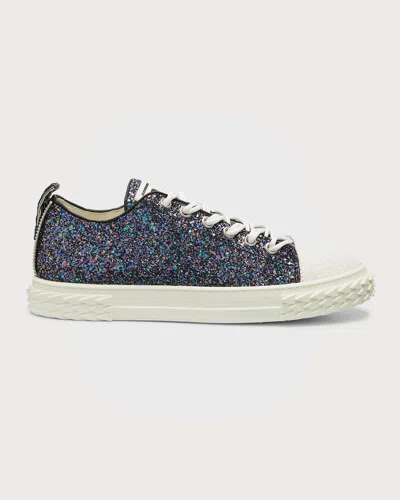 Giuseppe Zanotti Men's Glitter Low-top Sneakers In Blk/silv