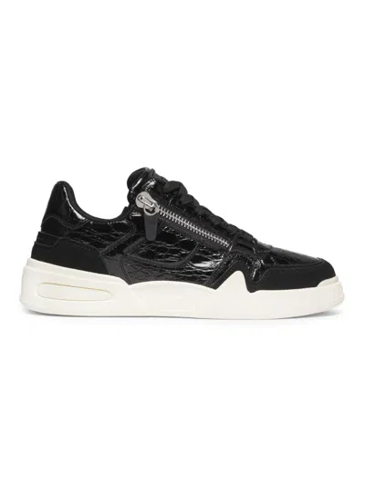Giuseppe Zanotti Printed Cow Suede Sneaker Ghost In Black