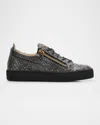 Giuseppe Zanotti Men's Gz94 Metallic Croc-print Leather Low-top Sneakers