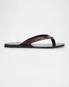 Giuseppe Zanotti Men's Hally 10 Croc-effect Leather Flip Flops In Cuoio