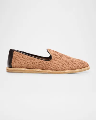 Giuseppe Zanotti Men's Iknu Leather-trim Cotton Loafers In Cuoio