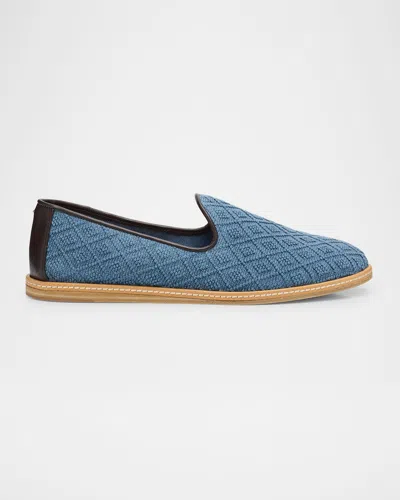 Giuseppe Zanotti Men's Iknu Leather-trim Cotton Loafers In Denim