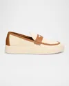 Giuseppe Zanotti Men's Karmy Canvas And Leather Penny Loafers In Panna