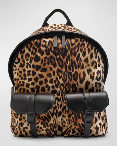 Giuseppe Zanotti Men's Leopard-print Leather Backpack