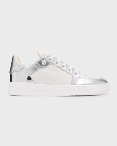 Giuseppe Zanotti Men's Metallic-trim Leather Low-top Sneakers In Whtsilv