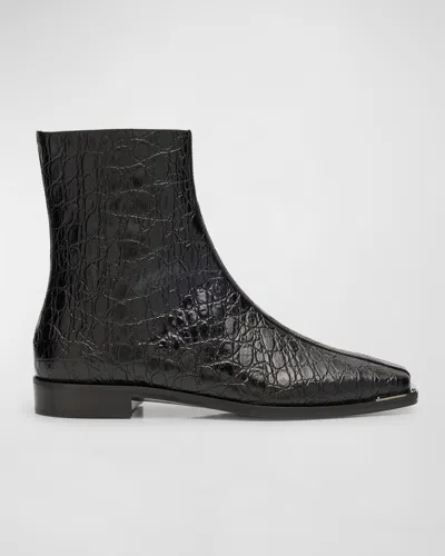 Giuseppe Zanotti Men's Morpheus Croc-effect Ankle Boots In Nero