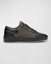 Giuseppe Zanotti Men's Nevada Textile And Leather Low-top Sneakers In Blk/grey