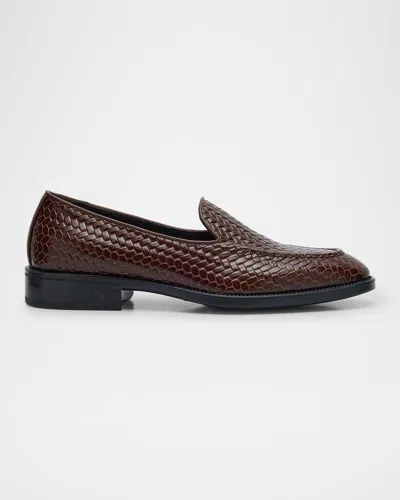 Giuseppe Zanotti Men's Sorrento 15 Woven Leather Loafers In Moro