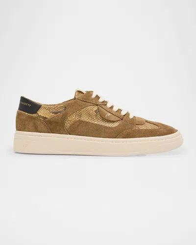Giuseppe Zanotti Men's Suede And Snake-effect Leather Low-top Sneakers