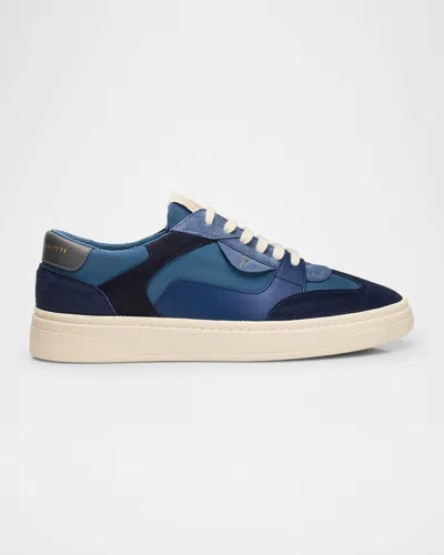 GIUSEPPE ZANOTTI MEN'S TEXTILE AND LEATHER LOW-TOP SNEAKERS