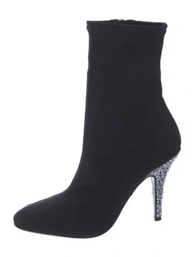 Pre-owned Giuseppe Zanotti Mesh Crystal Embellishments Sock Boots In Black