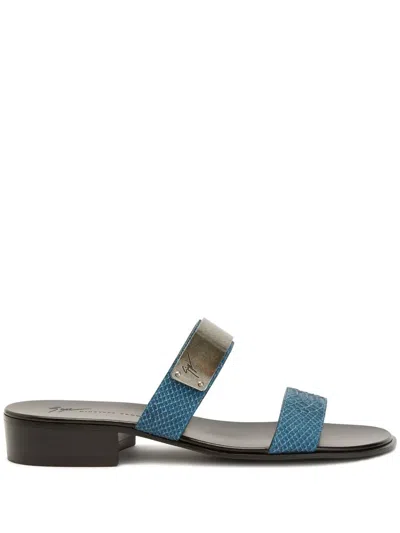 Giuseppe Zanotti Sandalen Mit Schlangen-effekt In Blue