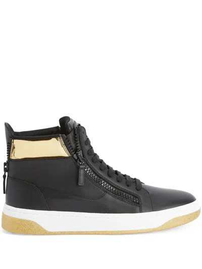 Giuseppe Zanotti Metallic-detail High-top Sneakers In Black