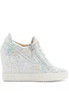 Giuseppe Zanotti Metallic-effect Wedge Trainers In Silver