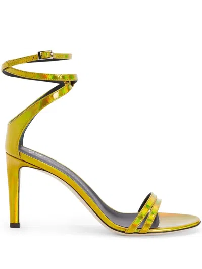 Giuseppe Zanotti Metallic-finish Stiletto Sandals In Yellow